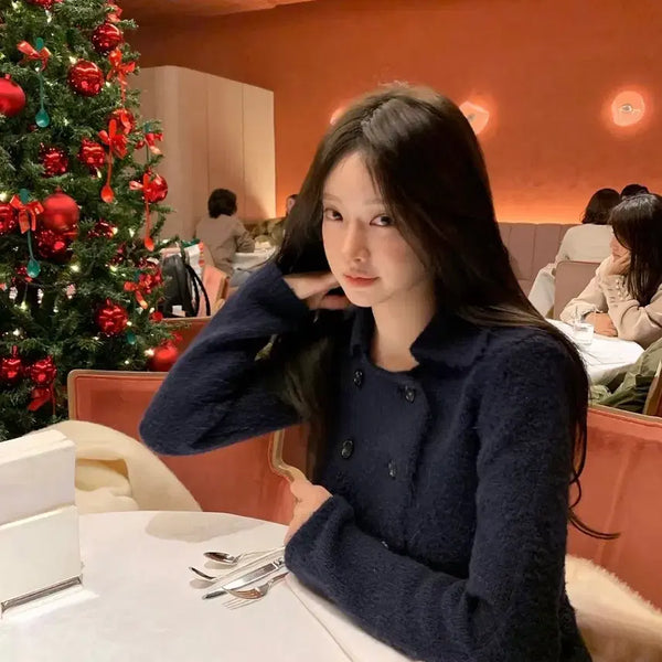 [BUNJANG] Leeds Grace Knit Set-Up Navy / 리즈샵 leeds grace knit set-up navy