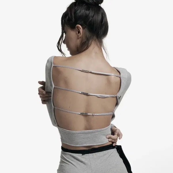 [BUNJANG] ODDARE Crystal Back Open Top - Grey / 오도어 Crystal back open top in grey