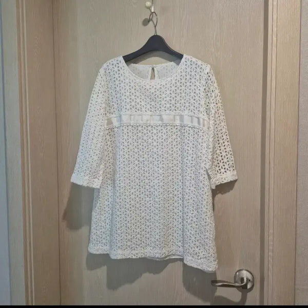 [BUNJANG] Lace Blouse White Size 66 / 레이스 블라우스 화이트사이즈66