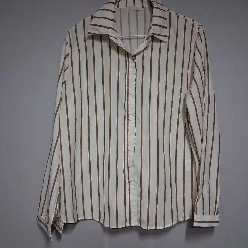 [BUNJANG] MUZAK Vertical Stripe Shirt Beige (Free Size) / 무자크 세로 스트라이프 셔츠 베이지(프리)