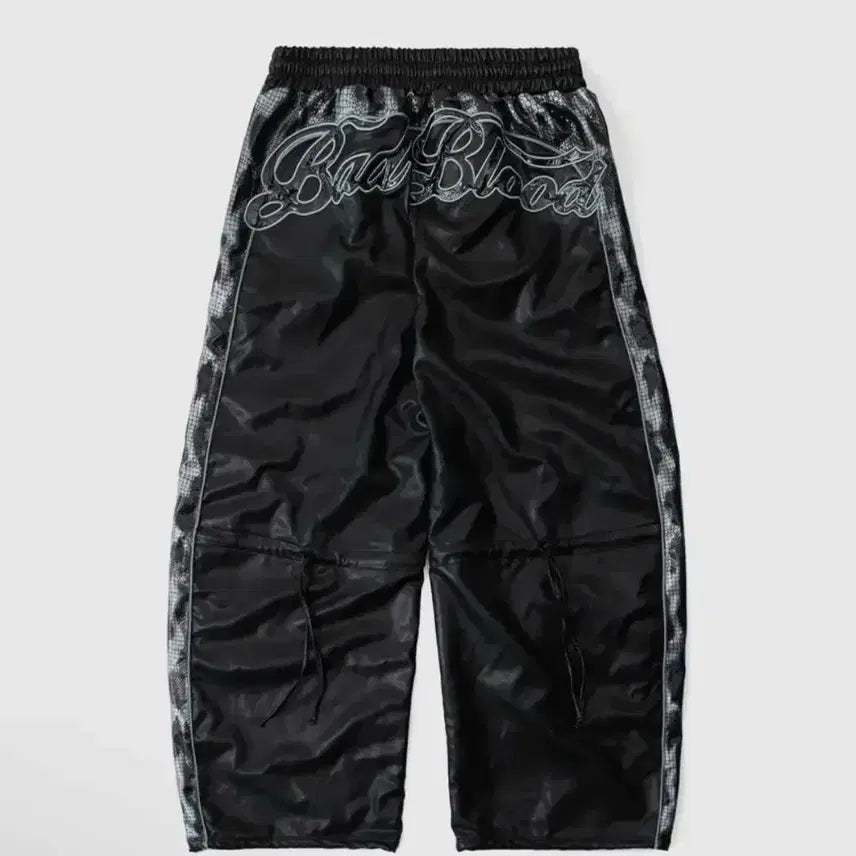 [BUNJANG] Badblood Contrast Leather Track Pants - Black Python / 배드블러드 콘트라스트 레더 트랙 팬츠 - 블랙파이톤 가죽 바지 M
