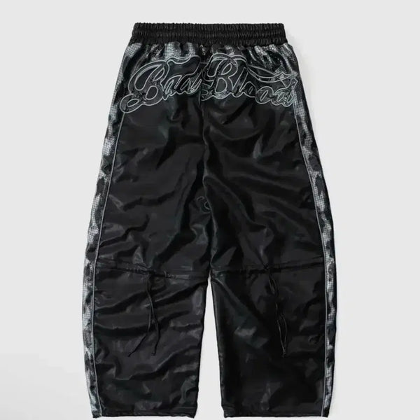 [BUNJANG] Badblood Contrast Leather Track Pants - Black Python / 배드블러드 콘트라스트 레더 트랙 팬츠 - 블랙파이톤 가죽 바지 M