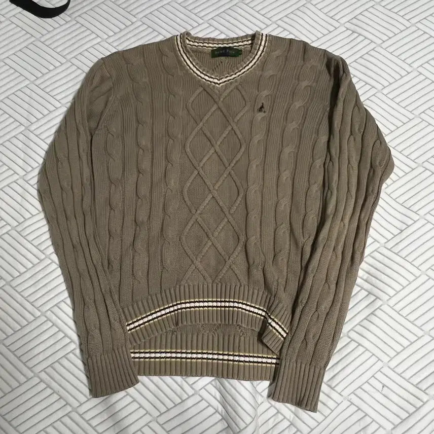 [BUNJANG] Beanpole Vintage Cable Knit Women's Sweater / 빈폴 빈티지 꽈배기 여성니트 100 아메카지 스웨터 긴팔티 패턴