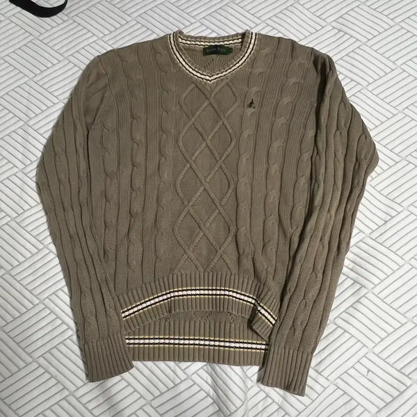 [BUNJANG] Beanpole Vintage Cable Knit Women's Sweater / 빈폴 빈티지 꽈배기 여성니트 100 아메카지 스웨터 긴팔티 패턴
