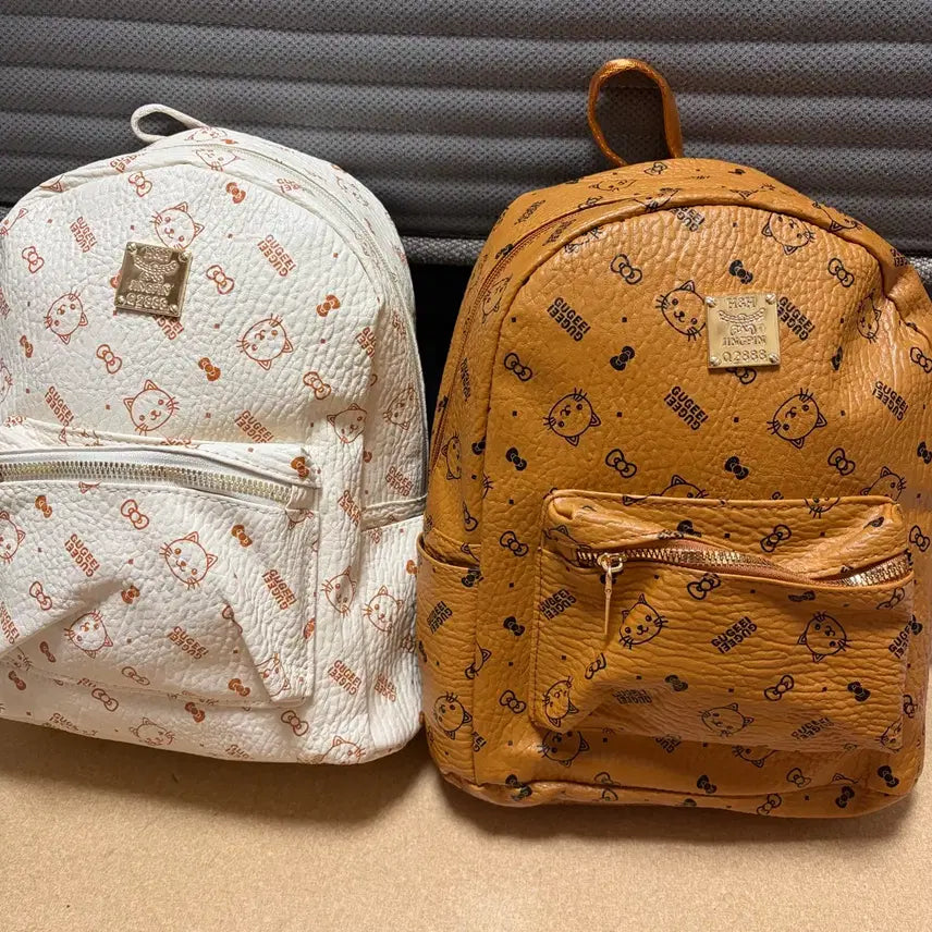 [BUNJANG] Cat Character Backpack White/Brown / 고양이캐릭터 백팩 화이트/브라운