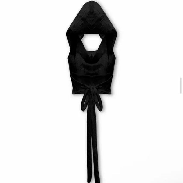 [BUNJANG] 0104 Backless Halter Hoodie Black / 공일공사 BACKLESS HALTER HOODIE, BLACK