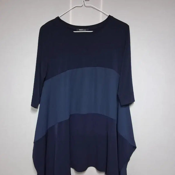[BUNJANG] Lee Shinwoo Navy Color Block Blouse (Size 95) / 이신우 블라우스 네이비 색상(95)