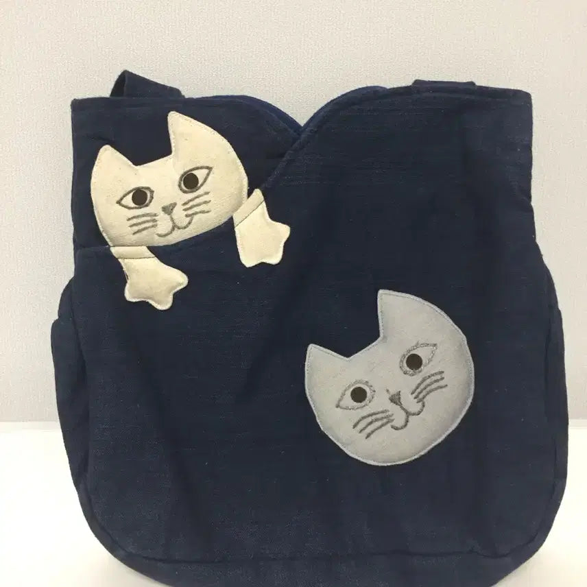 [BUNJANG] Navy Cat Patch Shoulder Bag / 고양이 패치 네이비 숄더백