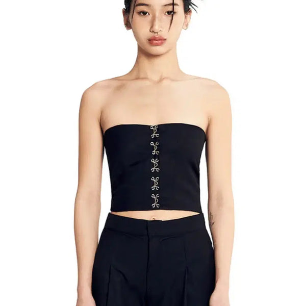 [BUNJANG] VENECY Lock Up Tube Top Black S / VENECY 벤에시 베네시 락 업 튜브탑 탑 슬리브리스 블랙 S