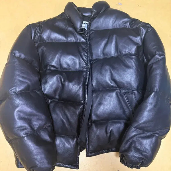 [BUNJANG] Schott N.Y.C Black Leather Goose Down Padded Jacket (Size 50/105) / Schott N.Y.C 블랙 래더 패딩 가죽 점퍼 자켓 50 사이즈 105 Leather Goose Down Jacket