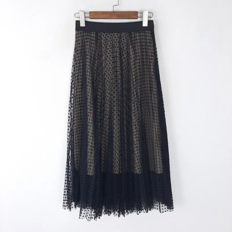 [BUNJANG] JUKE Lace Panel Banding Skirt / 주크 레이스배색 밴딩스커트 S