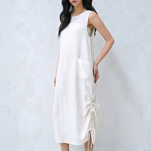 [BUNJANG] Avan Aa Drawstring Sleeveless Long Dress / avan Aa Drawstring Sleeveless Dress