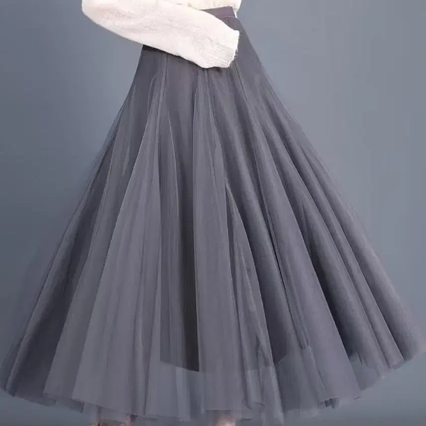 [BUNJANG] Chayard Layered Long Skirt Grey / 새상품 샤레이어드 롱 스커트 그레이