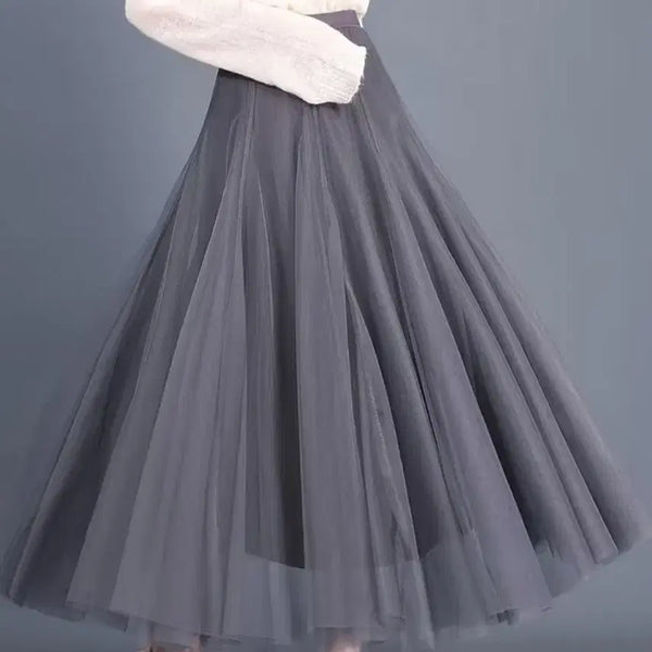 [BUNJANG] Chayard Layered Long Skirt Grey / 새상품 샤레이어드 롱 스커트 그레이