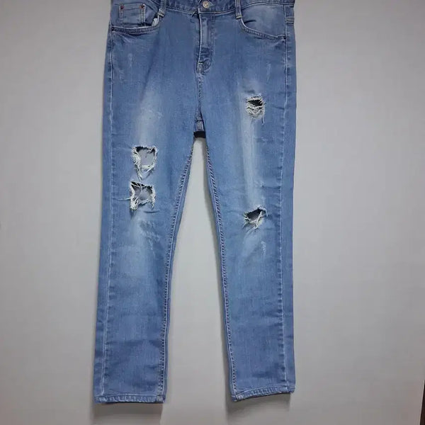 [BUNJANG] Distressed Straight Fit Light Wash Jeans (M) / 청바지 찢청 일자핏 연청(M)