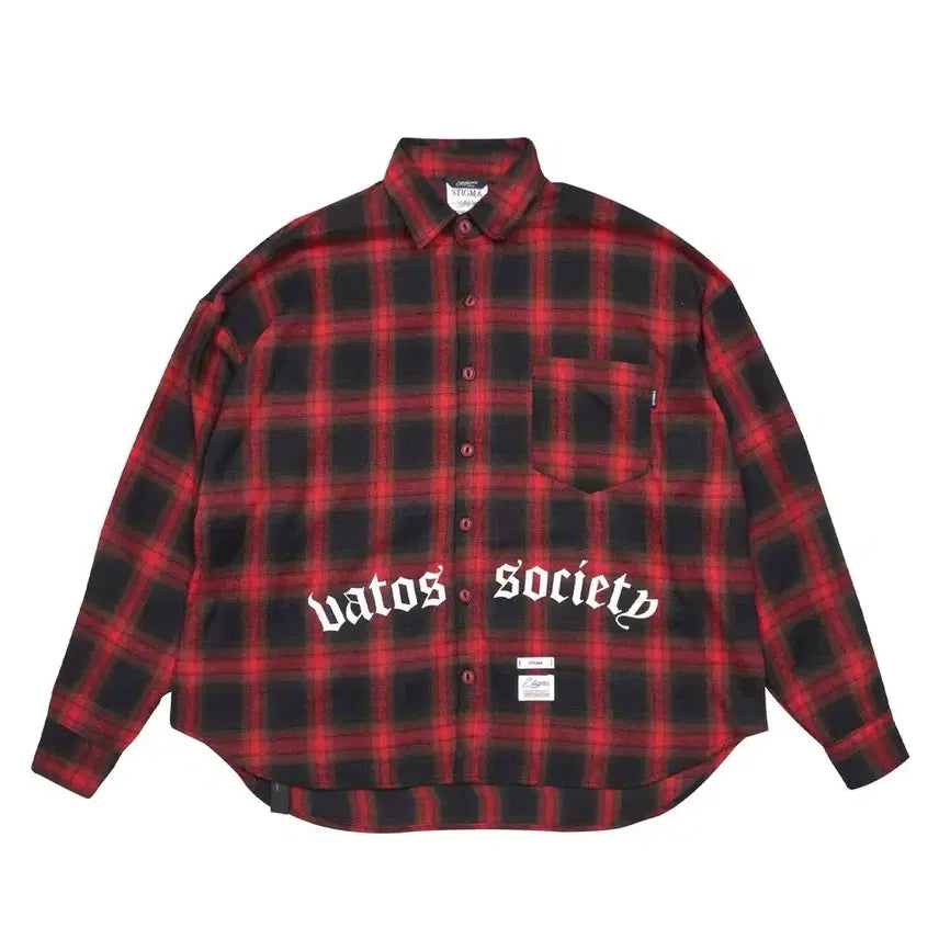 [BUNJANG] Stigma Vatos Oversized Red Checkered Shirt M / 스티그마 바토스 오버사이즈 레드 체크 셔츠 M