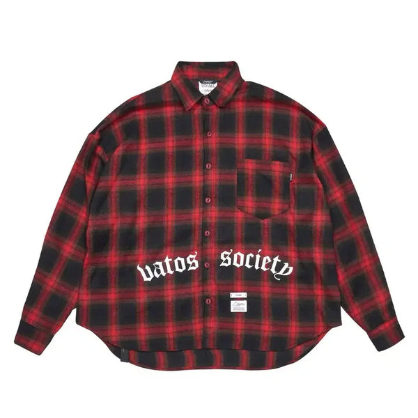 [BUNJANG] Stigma Vatos Oversized Red Checkered Shirt M / 스티그마 바토스 오버사이즈 레드 체크 셔츠 M