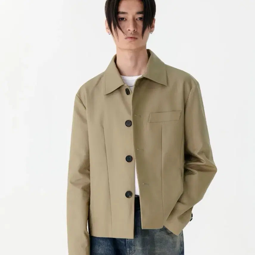 [BUNJANG] Martin Plan Cropped Mini Collar Jacket Beige M / 마틴플랜 마틴 플랜 크롭 미니컬 자켓 베이지 M