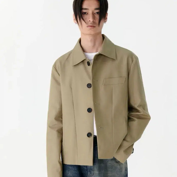 [BUNJANG] Martin Plan Cropped Mini Collar Jacket Beige M / 마틴플랜 마틴 플랜 크롭 미니컬 자켓 베이지 M