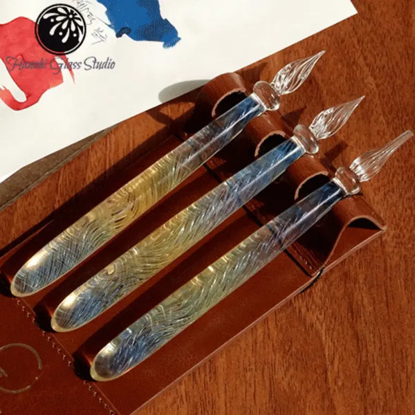 [BUNJANG] Hanabi Glass Studio Glass Pen Gold Silver Feather 1-Nib / 하나비 글라스 스튜디오 글라스펜 골드 실버 깃털 1구