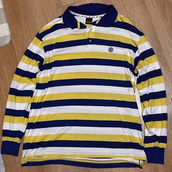 [BUNJANG] Element Striped Long Sleeve Polo Shirt XL / Element 엘리먼트 XL 스트라이프 롱슬리브 폴로