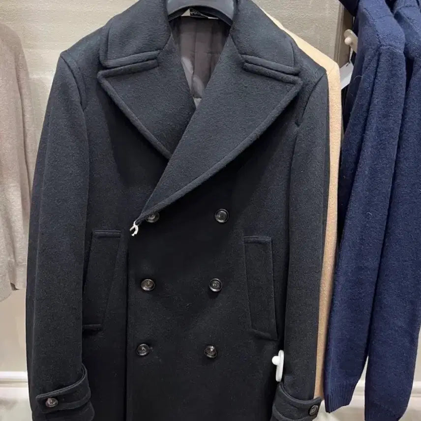 [BUNJANG] Andre Maurice 100% Cashmere Peacoat Black L / 안드레모리스 캐시미어100 피코트 블랙 L사이즈