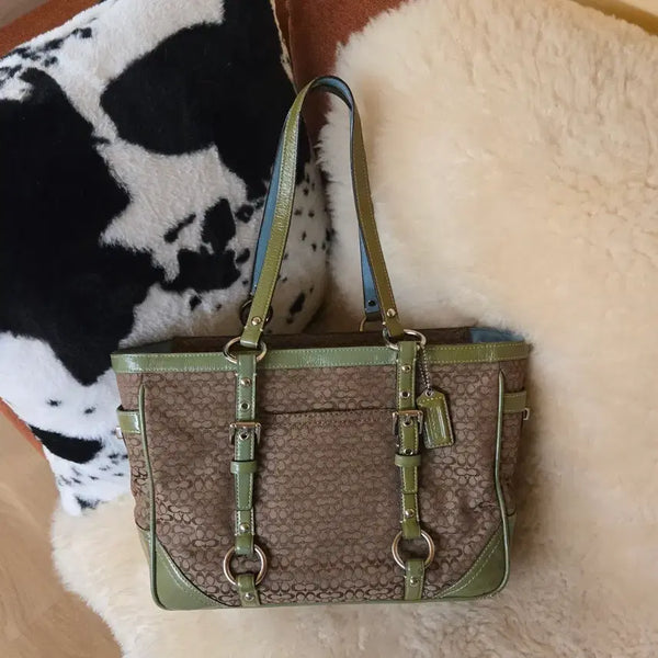 [BUNJANG] Coach Signature Jacquard Tote Shoulder Bag Y2K / 코치 시그니처 자카드 토드백 숄더백 y2k