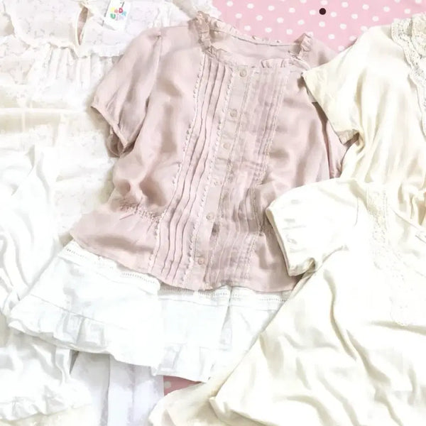 [BUNJANG] Vintage Pink Mori Girl Blouse / 빈티지 핑크 모리걸 블라우스 모리걸 카메빈티지 카모메산장 모리노가토 마루빈티지