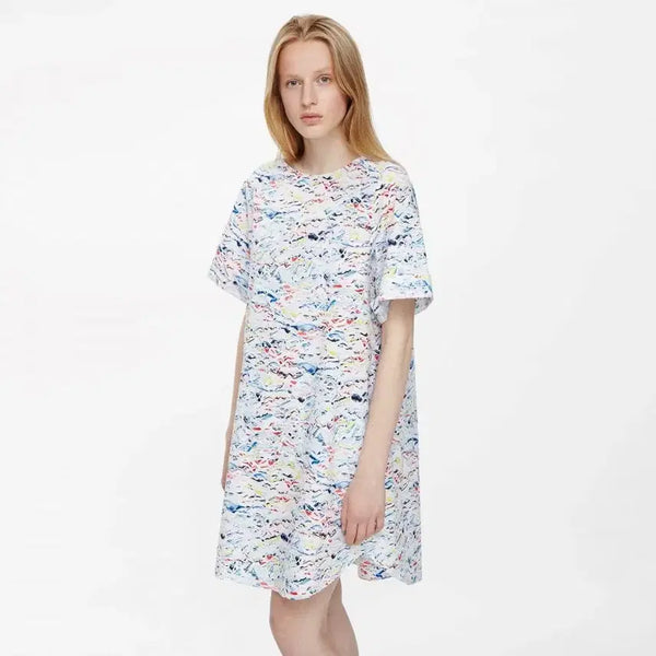 [BUNJANG] COS Pleat-Back Printed A-Line Cotton Poplin Dress / COS 코스 165/84A 반팔 드레스  W-원피스-406