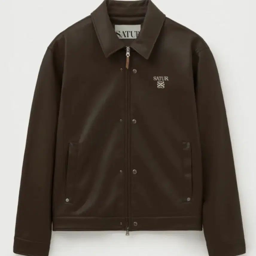[BUNJANG] Setaeor Theo Synthetic Leather Collar Jacket Brown / 세터 테오 신세틱 레더 칼라 자켓 브라운