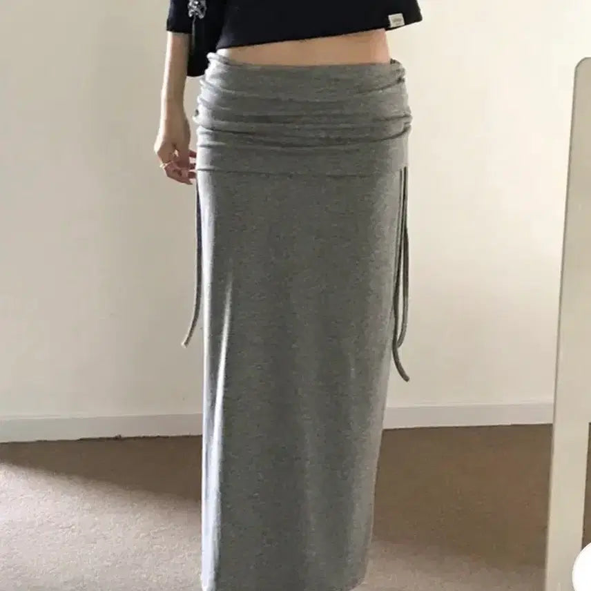 [BUNJANG] Yurie Shirring Skirt Grey (Summer Version) / 유리에 셔링 스커트 그레이  ( 여름 버전 )