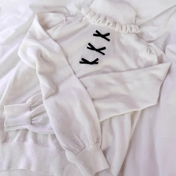[BUNJANG] Ankruse 3 Ribbon Knit Ivory / 앙크루즈 3리본 니트 아이보리