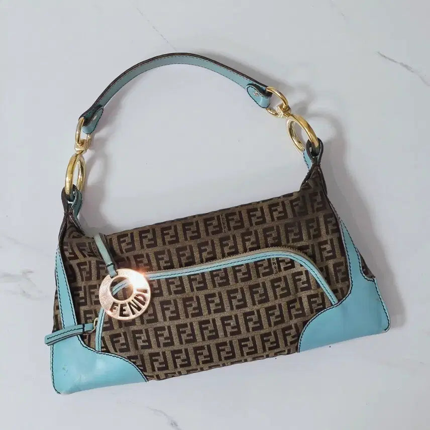 [BUNJANG] Fendi Zucca Baguette Chef Bag Shoulder Bag / 빈티지 펜디 주카 민트 브라운 바게트 셰프백 숄더백 가방 정품