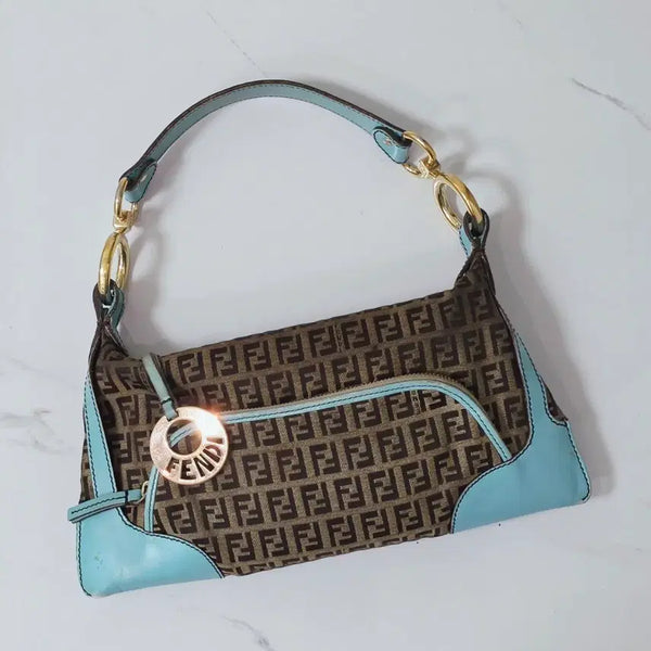 [BUNJANG] Fendi Zucca Baguette Chef Bag Shoulder Bag / 빈티지 펜디 주카 민트 브라운 바게트 셰프백 숄더백 가방 정품