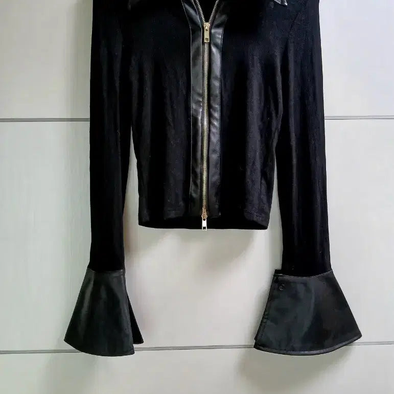 [BUNJANG] Bagaloo Leather Zipper T-Shirt / 바갸루 가죽지퍼티