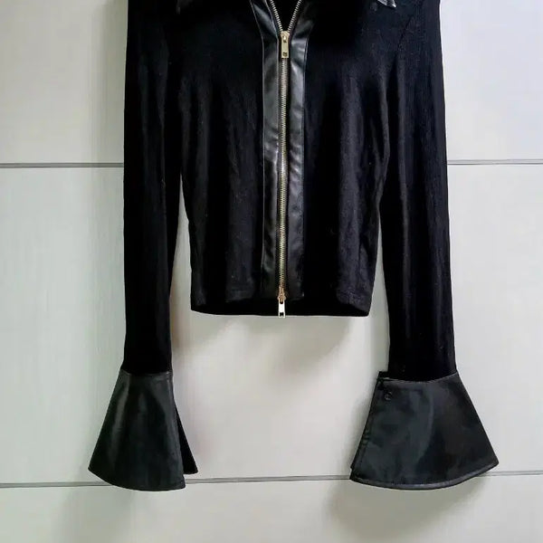 [BUNJANG] Bagaloo Leather Zipper T-Shirt / 바갸루 가죽지퍼티