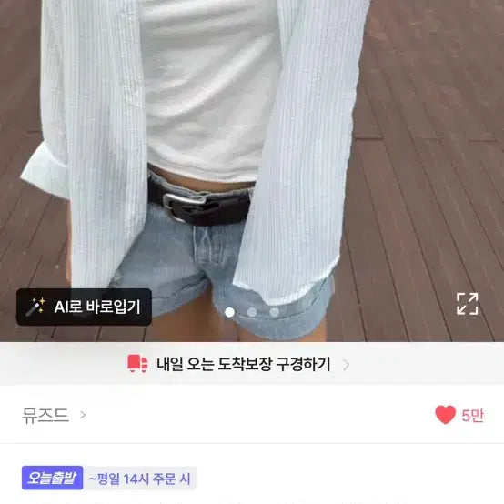 [BUNJANG] MUSED See-through Stripe Oversized Shirt / 에이블리 뮤즈드 시스루 셔츠