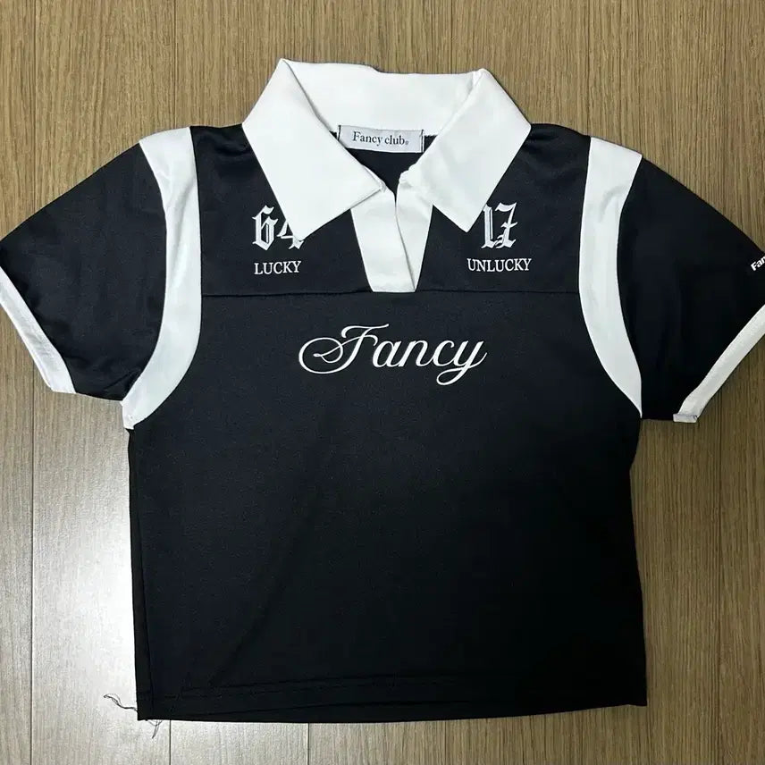 [BUNJANG] Fancy Club Color-Blocked Collar Short-Sleeve T-Shirt / Fancy Club 배색 카라 반팔 티셔츠 XS~S 1D4B-6