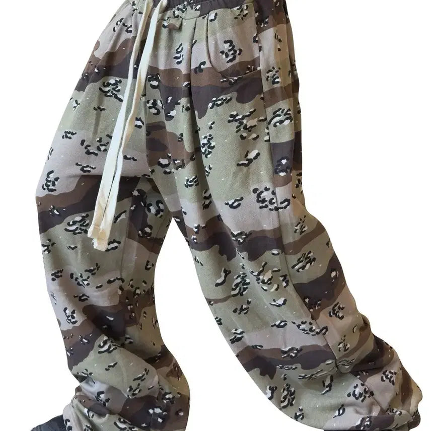 [BUNJANG] Attentionlow Rope Wide Stopper Training Pants US Camo / 어텐션로우 로프 와이드 스토퍼 트레이닝 팬츠 바지 US 카모