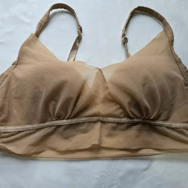 [BUNJANG] Beige See-Through Long Bralette - A Cup (Used) / (중고) 베이지 시스루 롱브라탑 A컵