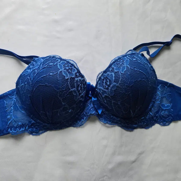 [BUNJANG] Royal Blue Lace Molded Bra B Cup (Used) / (중고) 로얄 블루 레이스 몰드 브래지어 B컵
