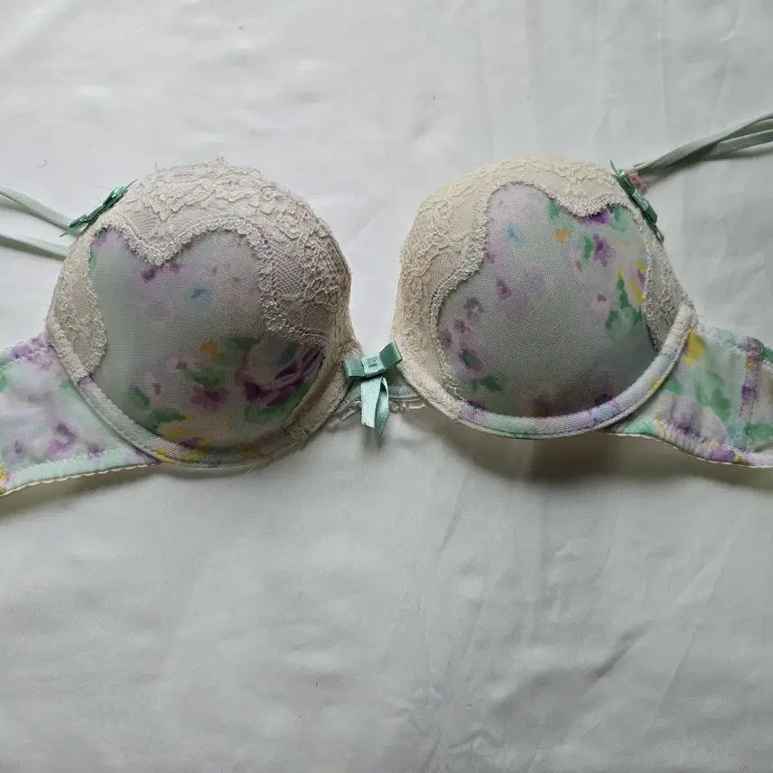 [BUNJANG] Pastel Floral Lace Bra B Cup / (중고) 파스텔 플로럴 레이스 브래지어 B컵