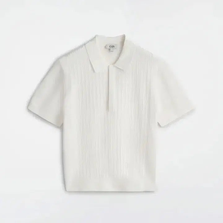 [BUNJANG] COS Textured Panel Cotton Polo Shirt White / [S] COS 코스 텍스처드 패널 코튼 폴로 셔츠 화이트