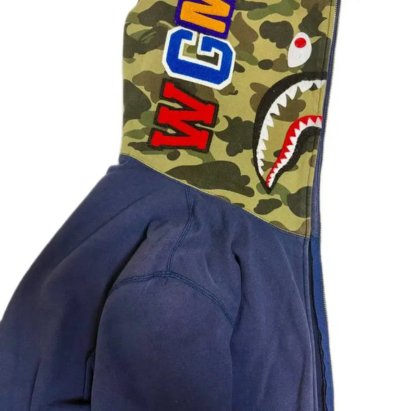 [BUNJANG] BAPE Shark Full Zip Hoodie Navy / 정품) 베이프 샤크 풀 집 후드 네이비