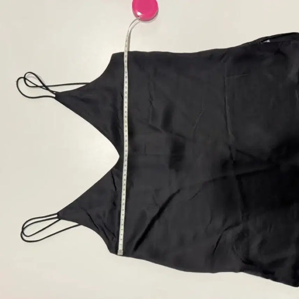 [BUNJANG] Massimo Dutti Black Collar Satin Glow Sleeveless Top / 마시모뚜띠 블랙 칼라 새틴 글로우 나시 탑