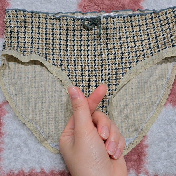 [BUNJANG] Brown Houndstooth Check Underwear (Used) / D(중고) 브라운 하운드스투스 체크 팬티