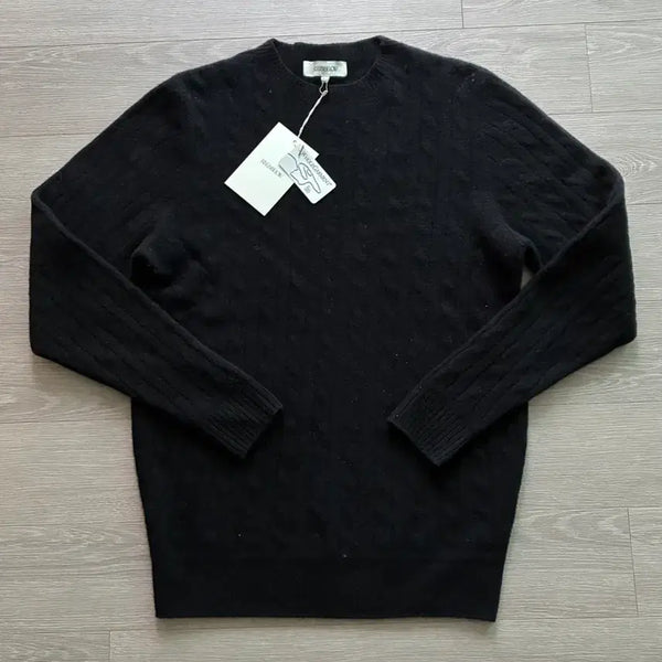 [BUNJANG] RISE AND BELOW Tasmania Cable Crewneck Pullover Jet Black / (새상품) 라이즈앤빌로우 태즈메이니아 케이블 크루넥 풀오버 제트블랙