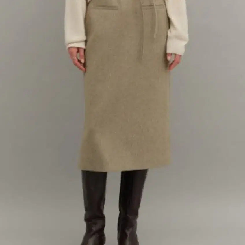 [BUNJANG] SIES HES Wool Strap Skirt Charcoal / 시에 헤스 울 스트랩 스커트 차콜
