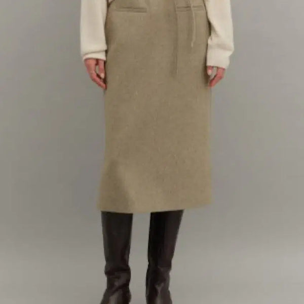 [BUNJANG] SIES HES Wool Strap Skirt Charcoal / 시에 헤스 울 스트랩 스커트 차콜