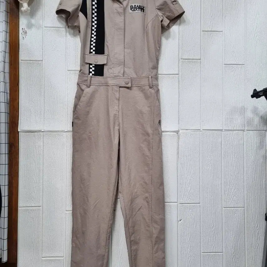 [BUNJANG] Pearly Gates Beige Check Point Jumpsuit Size 0 (55) / 정품 PEARLY GATES 베이지 체크 포인트 점프수트 0 (55)